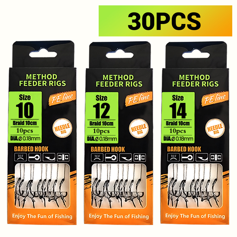 Fishing Hook Barbless - ชุดสายเบ็ดตกปลาคาร์พสำเร็จรูป, แบบ Method Feeder และ Hair