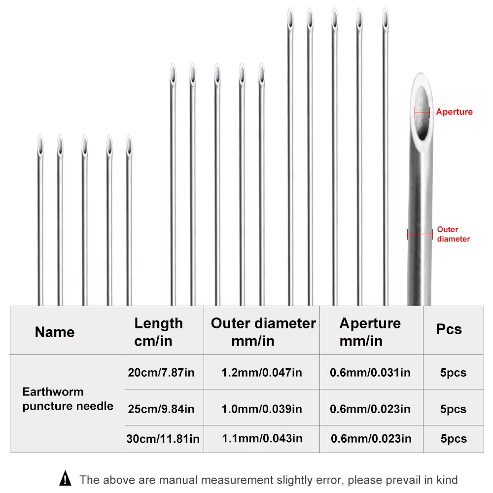 Fishing Hook Stainless Steel - เข็มเจาะไส้เดือนสแตนเลสแบบพกพา เข็มแก๊สไส้เดือน เครื่องมือเจาะไส้เดือนสำหรับตกปลา